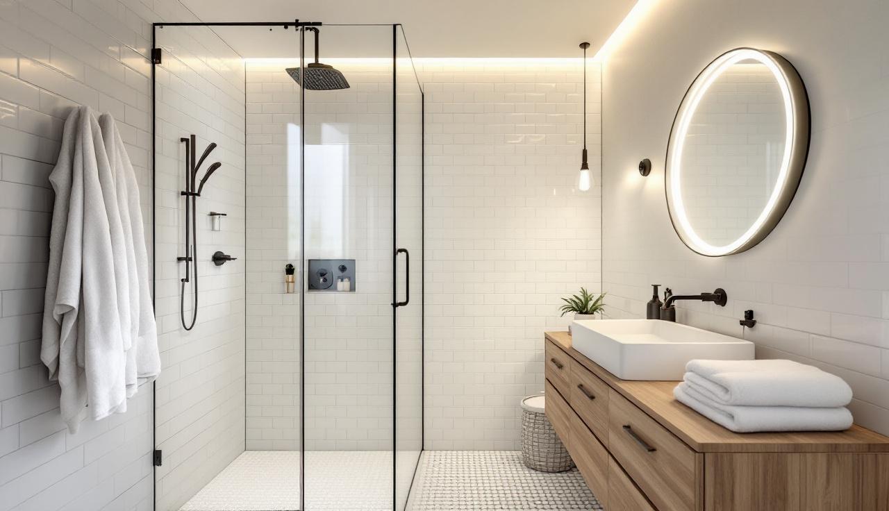 Salle de bain rénovée par Plombier Vendée Pro